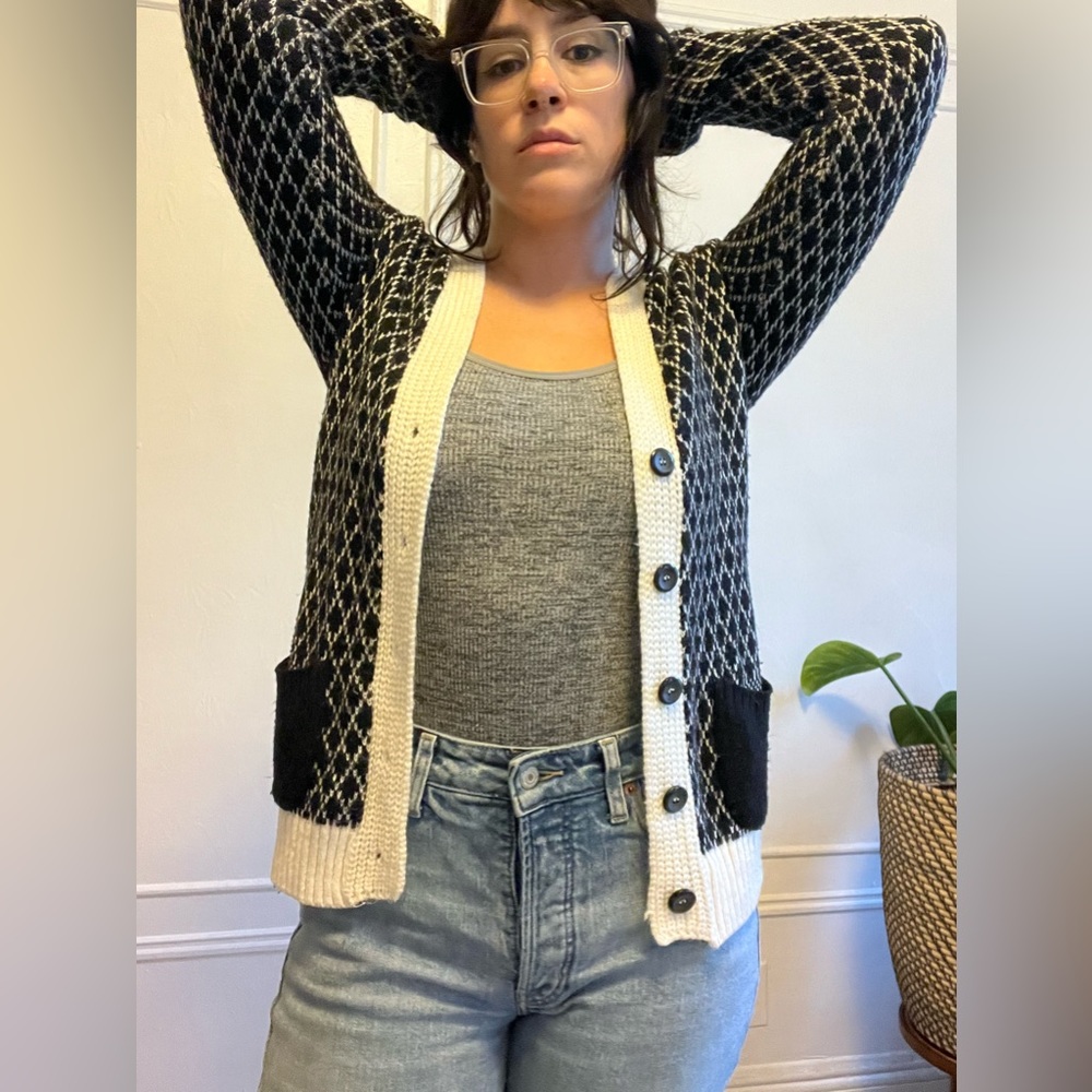 BDG Black and White Cardigan Size M